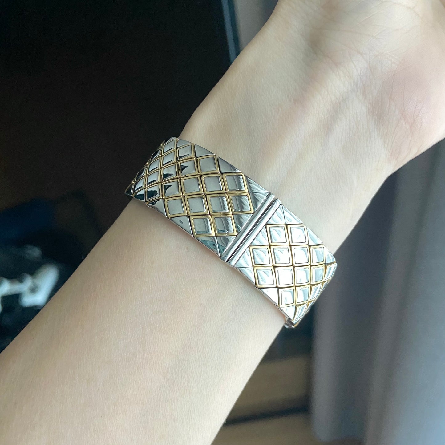 CHANEL Matelassé 18K Yellow Gold/ SS