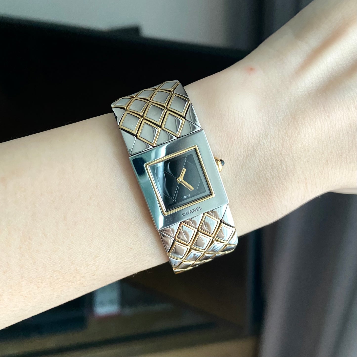 CHANEL Matelassé 18K Yellow Gold/ SS