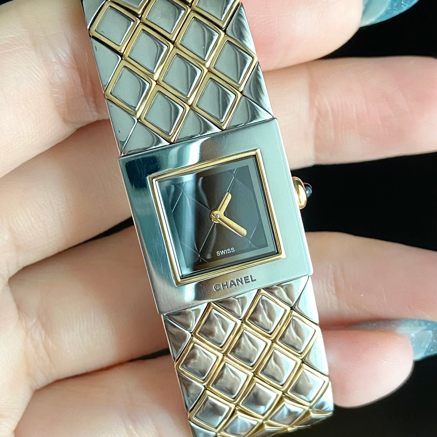 CHANEL Matelassé 18K Yellow Gold/ SS